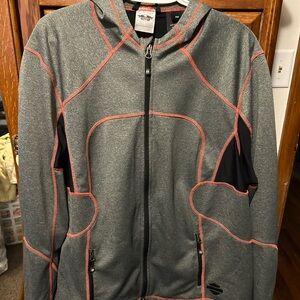 Harley Davidson Grey & Red Accents Zip front Jacket